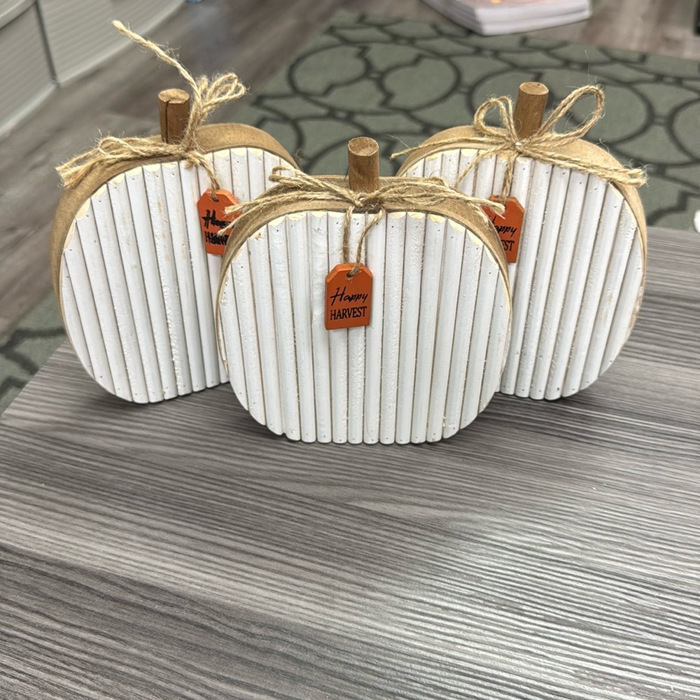 White pumpkin Creative design wooden decoration bundle excellent condition new